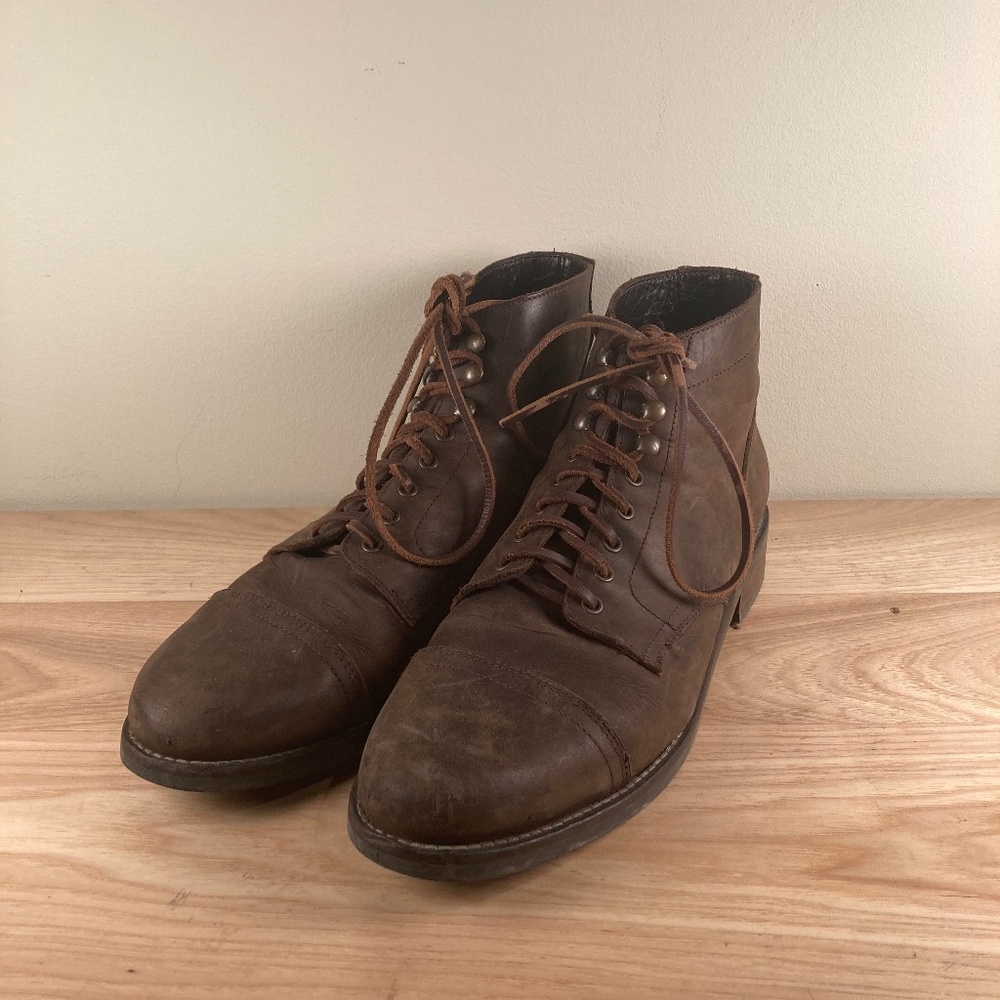 Rhodes Dean Cap Toe Leather Boots by Huckberry - Dark Nubuck, Size 11